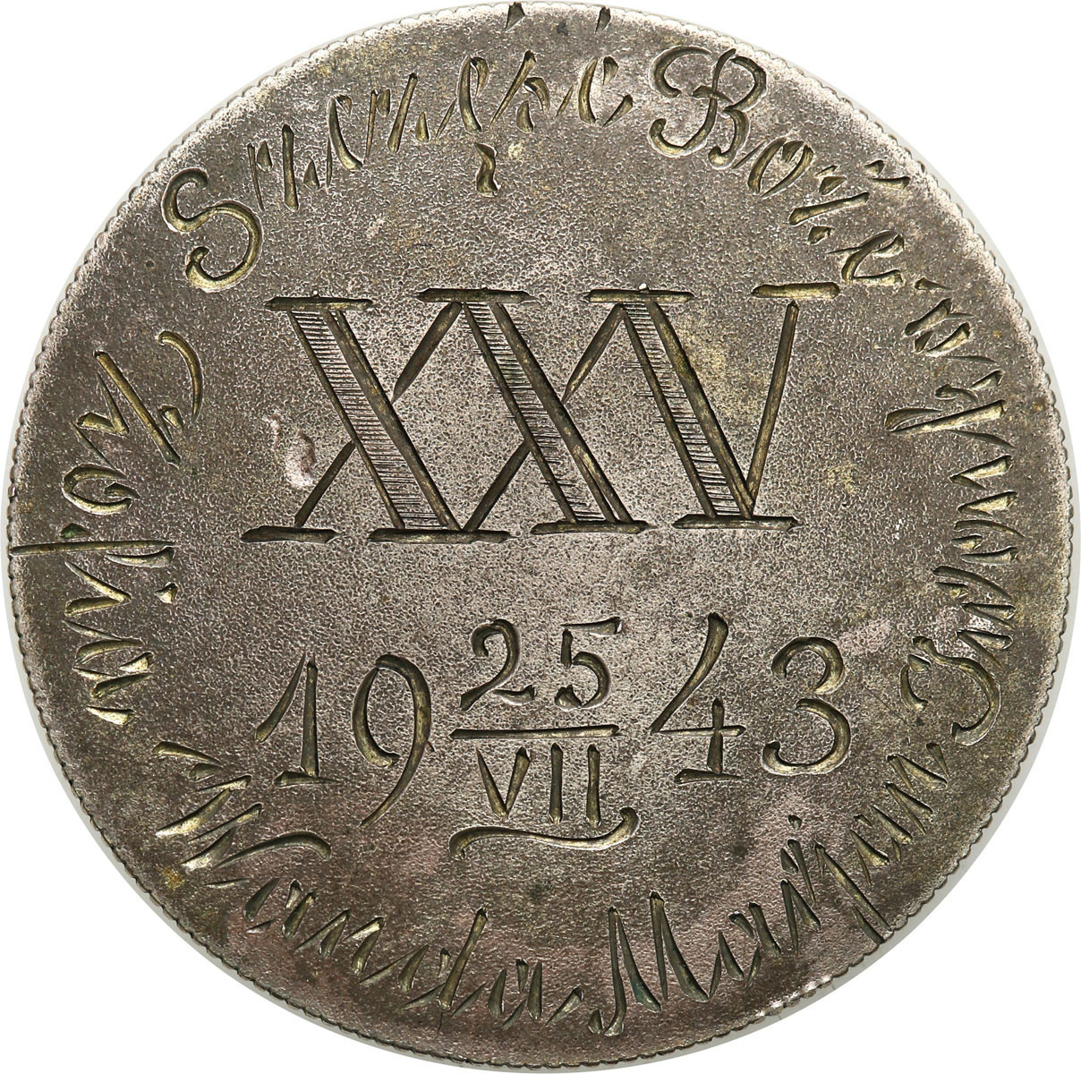 Medal zaślubinowy wykonany z monety 10 złotych głowa kobiety 1932 - RZADKOŚĆ